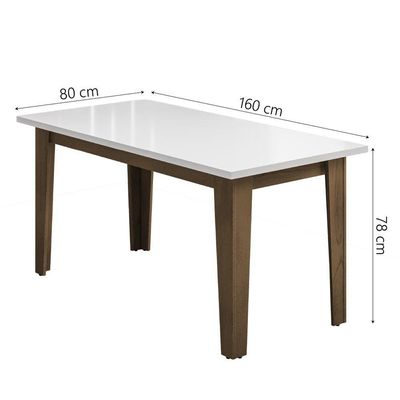 Conjunto De Mesa Sala De Jantar Miami Com 6 Cadeiras Trieste Suede 1,60m Cedro / Off White / Mascavo