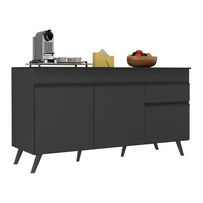 Balcão Cozinha Gabinete Pia 150cm 3 Portas 1 Gaveta Veneza Multimóveis V3740 Preto Preto