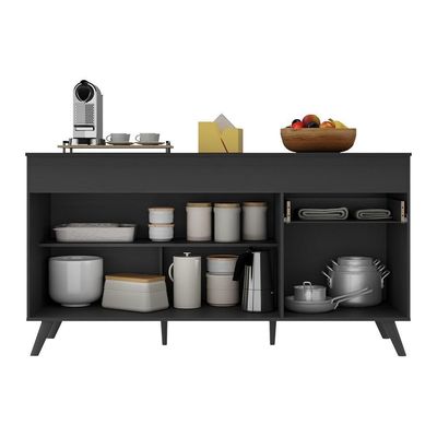 Balcão Cozinha Gabinete Pia 150cm 3 Portas 1 Gaveta Veneza Multimóveis V3740 Preto Preto