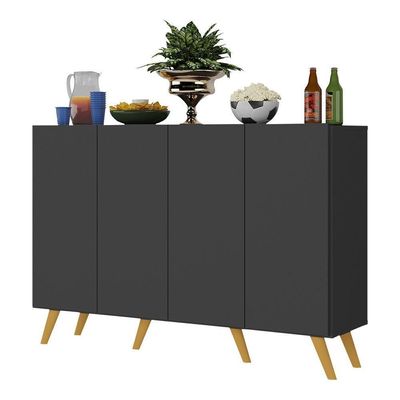 Aparador Buffet 4 Portas Alemanha Br3556 Preto