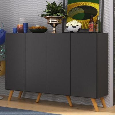 Aparador Buffet 4 Portas Alemanha Br3556 Preto