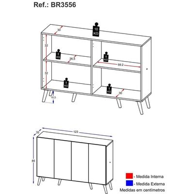 Aparador Buffet 4 Portas Alemanha Br3556 Preto