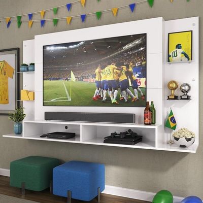 Painel Tv 60" Prateleiras De Vidro Brasil Br3071 Branco
