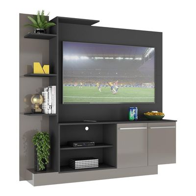Estante+Painel Tv 55" E França Br2473 Preto/Lacca Fumê