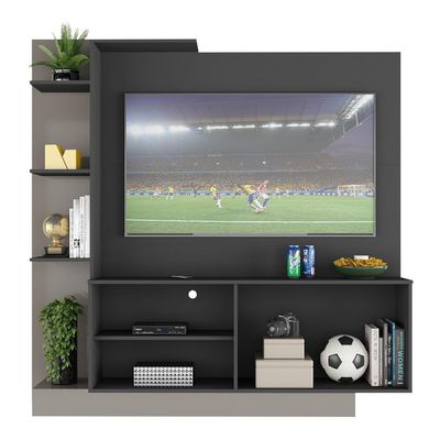 Estante+Painel Tv 55" E França Br2473 Preto/Lacca Fumê