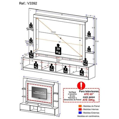 Estante Tv 65" Com Leds Berlim Multimóveis V3392 Branca
