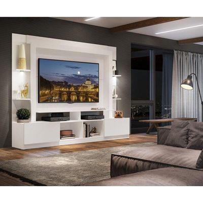 Estante Tv 65" Com Leds Berlim Multimóveis V3392 Branca
