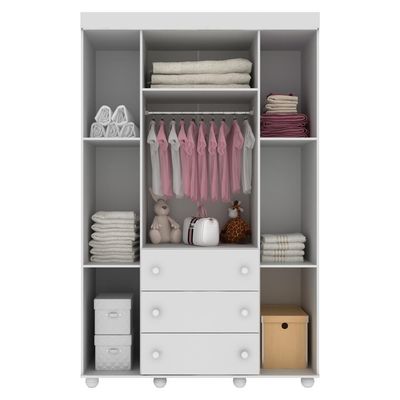 Quarto Completo Com Berço 3x1 Com Rodízios Multimóveis Pimpolho Fg3011 Branco
