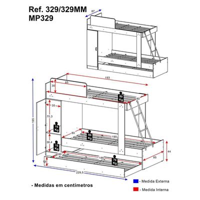Treliche com Barra de Proteção para Colchão 188x78Cm Branco