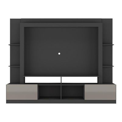 Rack Estante+Painel Tv 65" E Catar Br3395 Preto/lacca Fumê