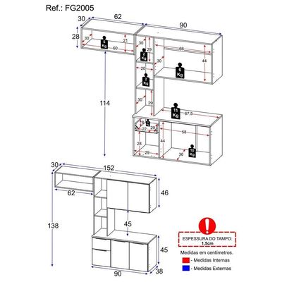 Cozinha Compacta Multimóveis Fg2005 Armário E Balcão Preta