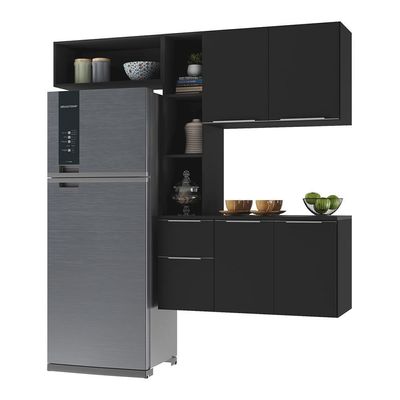 Cozinha Compacta Multimóveis Fg2005 Armário E Balcão Preta