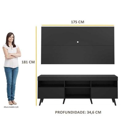 Rack Retrô Com Painel Para Tv Até 65´´ Flórida Fg3133 Preto