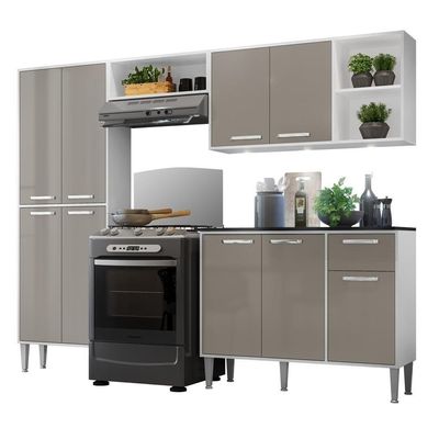 Cozinha Compacta Multimóveis XangaiFg3415 3Leds Branca/lacca