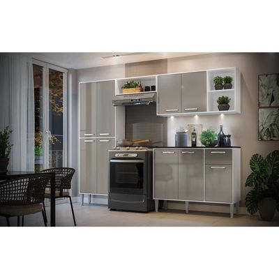 Cozinha Compacta Multimóveis XangaiFg3415 3Leds Branca/lacca