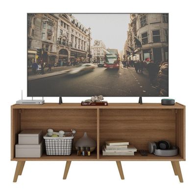 Rack Retrô Para Tv Até 50 Polegadas Com 4 Portas Multimóveis Mp1071 Rustic Natural