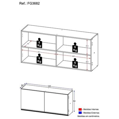 Armário De Cozinha Multimóveis Veneza 120 Cm 2 Portas Branco