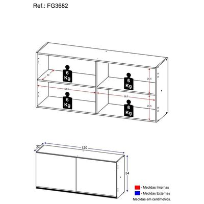 Armário De Cozinha Multimóveis Veneza 120 Cm 2 Portas Branco