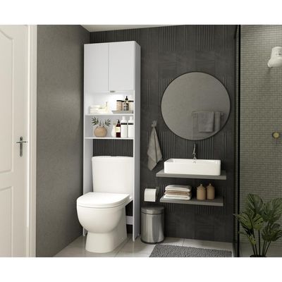 Armário Banheiro C/ Led P/ Vaso Sanitário Multimóveis Branco