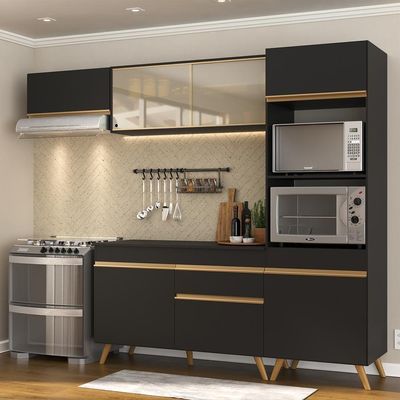 Cozinha Compacta Multimóveis Veneza Gb Fg3691 Preta