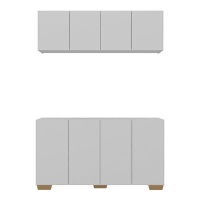 Conjunto Cantinho Do Café Armário E Aparador 4 Portas Multimóveis Mp1085 Branco/natural