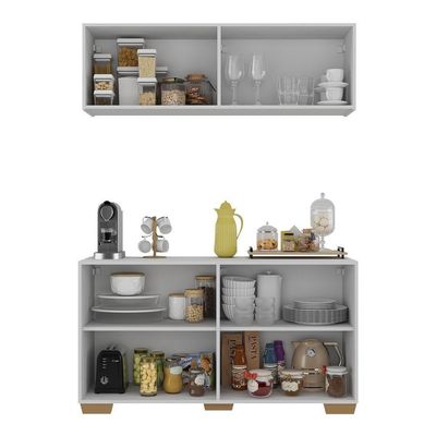Conjunto Cantinho Do Café Armário E Aparador 4 Portas Multimóveis Mp1085 Branco/natural