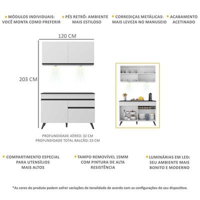 Armário De Cozinha Compacta 2 Peças Mp2012.964 Up Branco