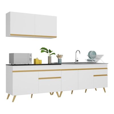 Cozinha Compacta Veneza Gw Mp2076 Armário E Balcão Branca
