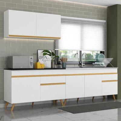 Cozinha Compacta Veneza Gw Mp2076 Armário E Balcão Branca