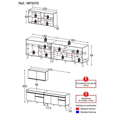 Cozinha Compacta Veneza Gw Mp2076 Armário E Balcão Branca