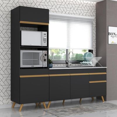 Cozinha Compacta Veneza Gb Mp2078 Com Armário E Balcão Preta