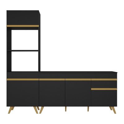 Cozinha Compacta Veneza Gb Mp2078 Com Armário E Balcão Preta