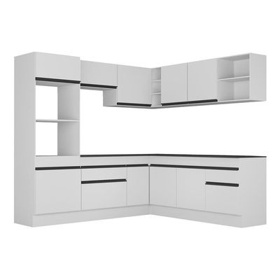 Armário De Cozinha Completa De Canto Branco/preto
