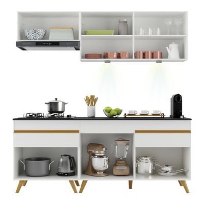 Cozinha Compacta 4 Peças Com Leds Veneza Up Multimóveis
