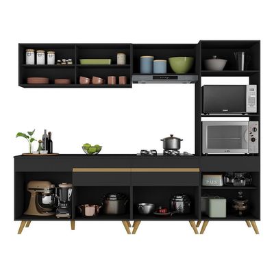 Cozinha Completa Veneza Gb Fg3715 Com Armário E Balcão Preta
