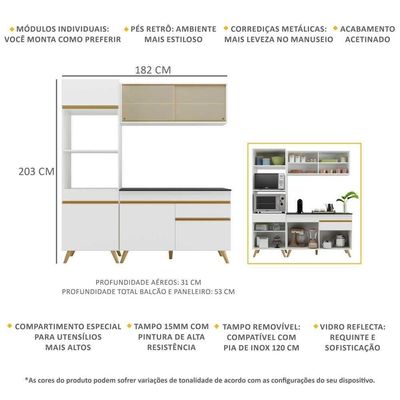 Cozinha Compacta Multimóveis Veneza Gw Fg3695 Branca