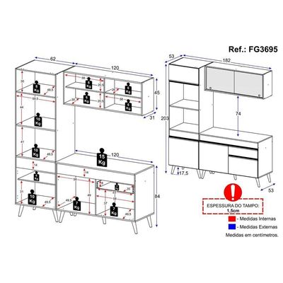 Cozinha Compacta Multimóveis Veneza Gw Fg3695 Branca