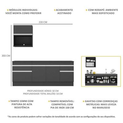 Armário De Cozinha Compacta Mp2110.898 Preto/branco