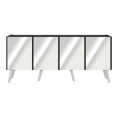 Rack Tv Até 50 Polegadas Retrô  Espelhos Mp1082 Preto branco