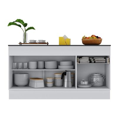 Balcão Cozinha Gabinete Pia 150 Cm 3 Portas 1 Gaveta Branco