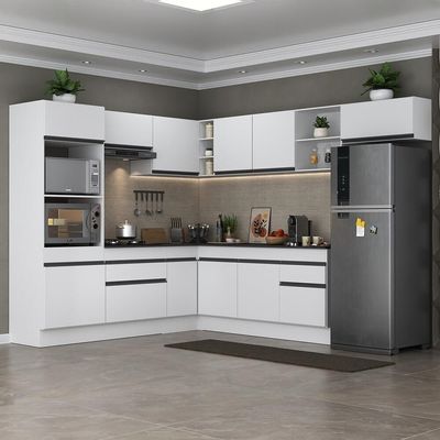 Armário De Cozinha Completa De Canto Branco/preto