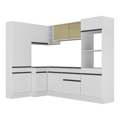 Armário De Cozinha Completa De Canto Branco/preto