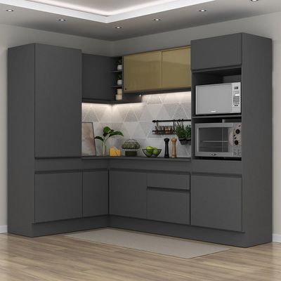 Armário De Cozinha Completa De Canto Preto