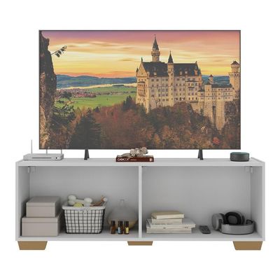 Rack Para Tv Até 50 Polegadas Com 4 Portas Multimóveis Mp1072 Branco Natural
