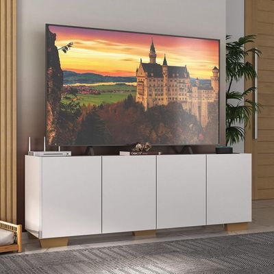 Rack Para Tv Até 50 Polegadas Com 4 Portas Multimóveis Mp1072 Branco Natural