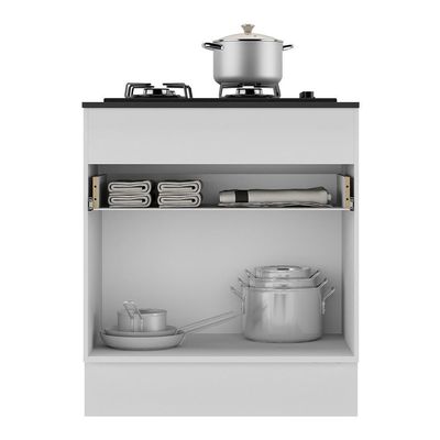 Balcão Cozinha Para Cooktop 70 Cm 1 Porta Branco/preto