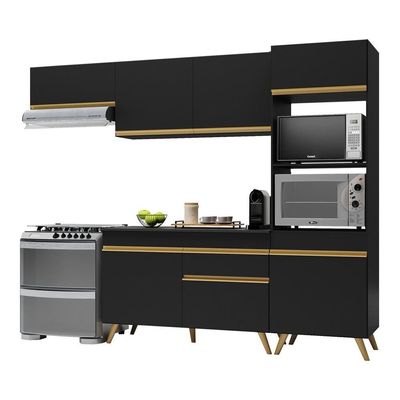 Cozinha Compacta Multimóveis Fg3690 Armário E Balcão Preta