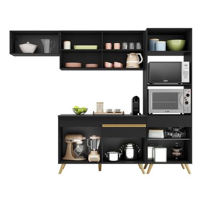 Cozinha Compacta Multimóveis Fg3690 Armário E Balcão Preta