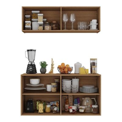 Kit Armário De Cozinha E Aparador 4 Portas Multimóveis Mp2162 Rustic Rustic