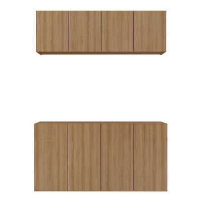 Kit Armário De Cozinha E Aparador 4 Portas Multimóveis Mp2162 Rustic Rustic